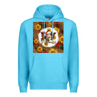 Ocean Blue joy to the world christmas cow Premium Hoodie - LillyAllenDesigns