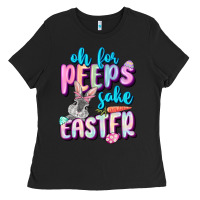 Black Oh for peeps sake Easter Day Ladies Tee - CowGirlArtShop