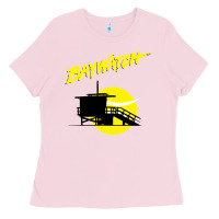 Bubblegum Pink baywatch lifeguard tower sunset   baywatch Ladies Tee - PixelWave