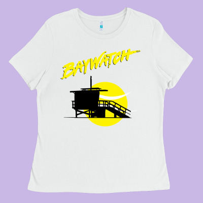 Baywatch Lifeguard Tower Sunset   Baywatch Ladies Tee Designed By Pixelwave