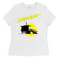 White baywatch lifeguard tower sunset   baywatch Ladies Tee - PixelWave