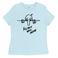 Baby Blue Kilroy was here (on RedBubble) gift Ladies Tee - PixelWave