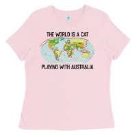 Bubblegum Pink the world is a cat playing with australia 2020 shirt Ladies Tee - PixelWave