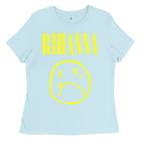 Baby Blue Grunge Rihanna Ladies Tee - PixelWave