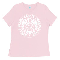 Bubblegum Pink World Oyama Karate Organization ( white ) Ladies Tee - PixelWave