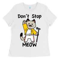 White Don´t Stop Meow Ladies Tee - PixelWave