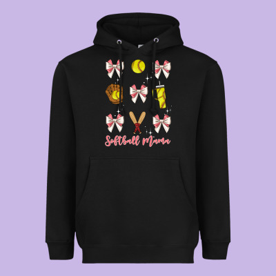 Softball Coquette Bow Heavyweight Hoodie Designed By Jahusdesignshop