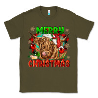 Army Green merry christmas cow Classic Tee - CowGirlArtShop