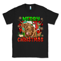 Black merry christmas cow Classic Tee - CowGirlArtShop