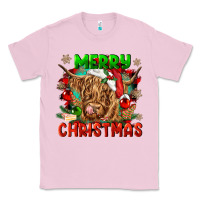 Bubblegum Pink merry christmas cow Classic Tee - CowGirlArtShop