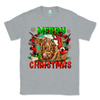 Heather Grey merry christmas cow Classic Tee - CowGirlArtShop