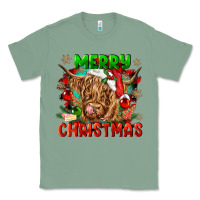 Sage merry christmas cow Classic Tee - CowGirlArtShop