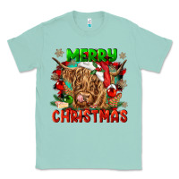Seafoam merry christmas cow Classic Tee - CowGirlArtShop