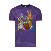 Cloud Purple Bunnys carrots eggs with basket easter Vintage Tee - OliviaCreatesArt