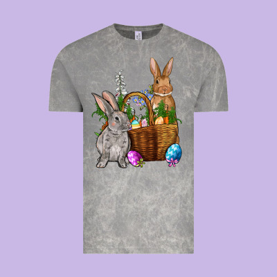Bunnys Carrots Eggs With Basket Easter Vintage Tee Designed By Oliviacreatesart