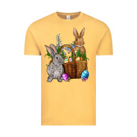Vintage Mustard Bunnys carrots eggs with basket easter Vintage Tee - OliviaCreatesArt