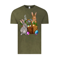 Vintage Olive Bunnys carrots eggs with basket easter Vintage Tee - OliviaCreatesArt