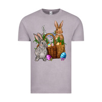 Vintage Zinc Bunnys carrots eggs with basket easter Vintage Tee - OliviaCreatesArt