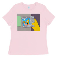 Bubblegum Pink The Simpsons Old Man Yells At Cloud Newspaper V1 Ladies Tee - PixelWave