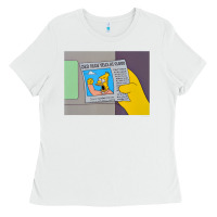 White The Simpsons Old Man Yells At Cloud Newspaper V1 Ladies Tee - PixelWave