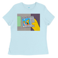 Baby Blue The Simpsons Old Man Yells At Cloud Newspaper V1 Ladies Tee - PixelWave
