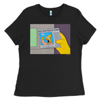Black The Simpsons Old Man Yells At Cloud Newspaper V1 Ladies Tee - PixelWave