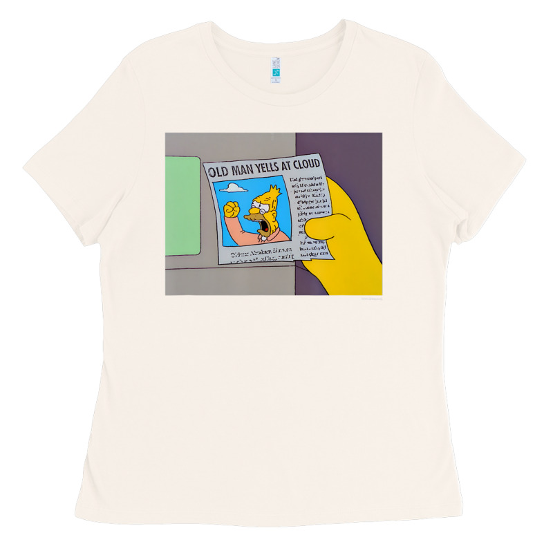 The Simpsons Old Man Yells At Cloud Newspaper V1 Ladies Tee by PixelWave | Teevron