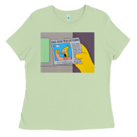 Matcha The Simpsons Old Man Yells At Cloud Newspaper V1 Ladies Tee - PixelWave