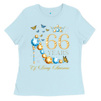 Baby Blue 66th birthday 66 years of being awesome 66 years old woman Ladies Tee - PixelWave