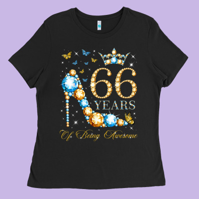 66th Birthday 66 Years Of Being Awesome 66 Years Old Woman Ladies Tee Designed By Pixelwave