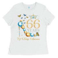 White 66th birthday 66 years of being awesome 66 years old woman Ladies Tee - PixelWave