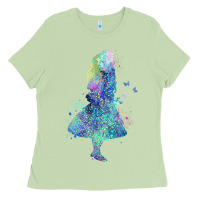 Matcha watercolor splatter alice in wonderland t shirt design Ladies Tee - PixelWave