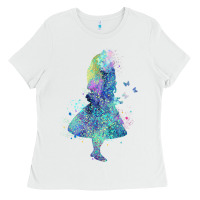 White watercolor splatter alice in wonderland t shirt design Ladies Tee - PixelWave