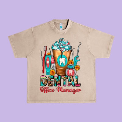 Dental Office Manager Cold Drink Frappe Urban Heavy Tee Designed By Fadigitalartstudio