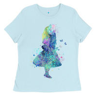 Baby Blue watercolor splatter alice in wonderland t shirt design Ladies Tee - PixelWave