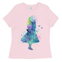 Bubblegum Pink watercolor splatter alice in wonderland t shirt design Ladies Tee - PixelWave