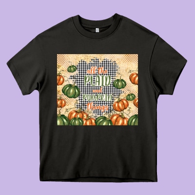 All The Plaid And Pumpkin Things Heavy Core Tee Designed By Tumblerdesignbyshophia