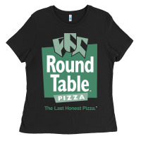 Black round table pizza Ladies Tee - PixelWave