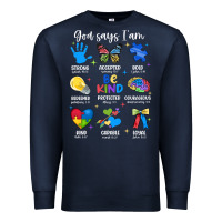 Navy god says i am autism Premium Sweatshirt - JahusDesignShop