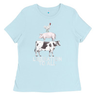 Baby Blue liberation to all vegan vegetarian food animal love Ladies Tee - PixelWave