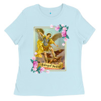 Baby Blue St Michael the Archangel - Protector Catholic Church Angel Ladies Tee - PixelWave
