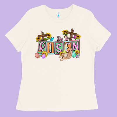 He Is Risen Easter  Easter Day Ladies Tee Designed By Cowgirlartshop