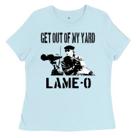 Baby Blue get out of my yard lame o the burbs quote the burbs Ladies Tee - Craftify