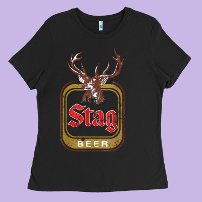 Vintage Stag Beer, Distressed Ladies Tee Designed By Craftify