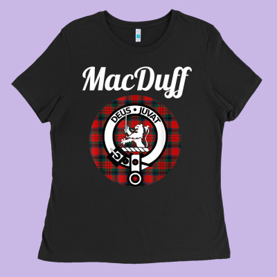 Macduff Clan Scottish Name Coat Of Arms Tartan Ladies Tee Designed By Craftify