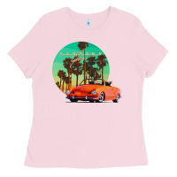 Bubblegum Pink karmann ghia sunset palm love quote Ladies Tee - Craftify