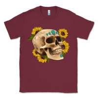Burgundy skull flowers and gemstone Classic Tee - Artiststas