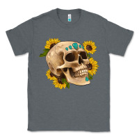 Charcoal Heather skull flowers and gemstone Classic Tee - Artiststas