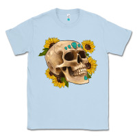 Dusty Blue skull flowers and gemstone Classic Tee - Artiststas