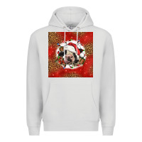 Dove Grey christmas cow Premium Hoodie - LillyAllenDesigns